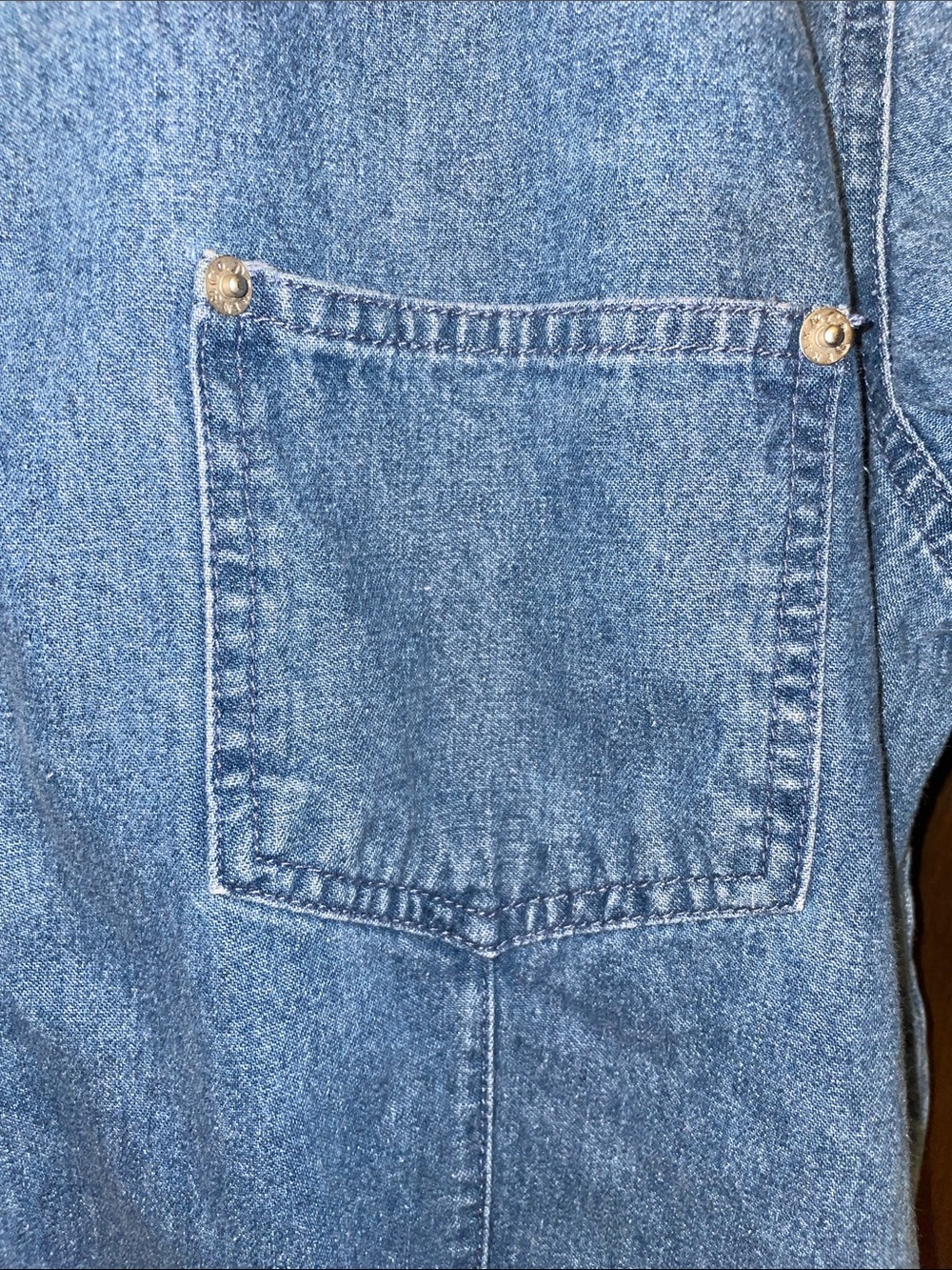 Denim&Co vintage Blue Denim Front-Zip Shirt - X-Large w/embroidery - Picture 4 of 6